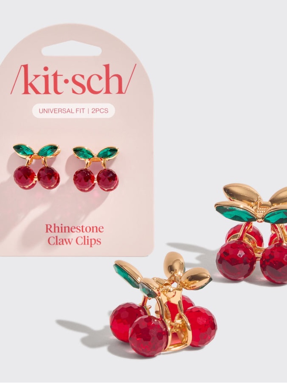 NWT Kitsch Cherry Rhinestone Claw Clips - Set of 2